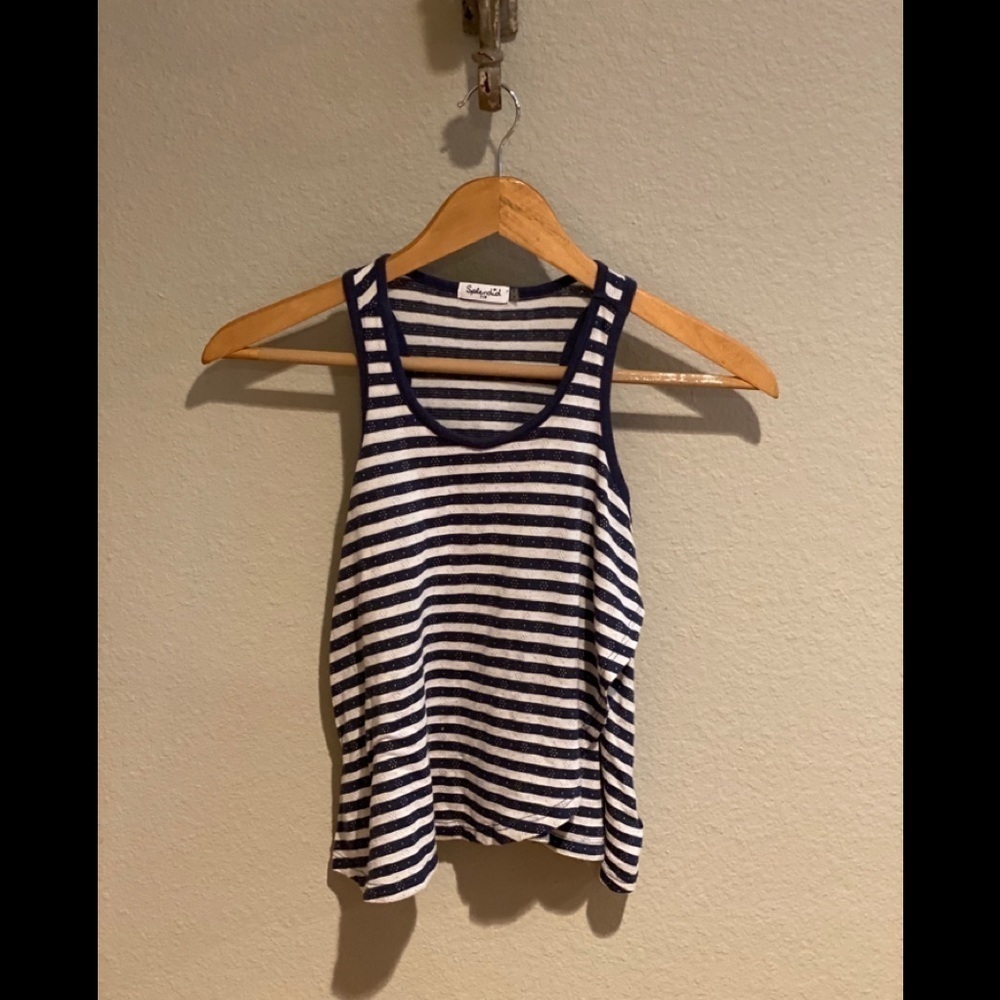 Splendid Striped Crossover Handkerchief Tank Navy​​​​​​​​​​